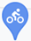 A human figure on a bicycle framed within the location icon.